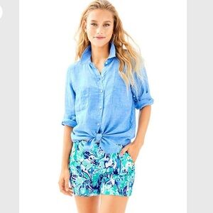 Lilly Pulitzer NWT Marina Knit Short Tropical Turquoise Elephant Appeal
